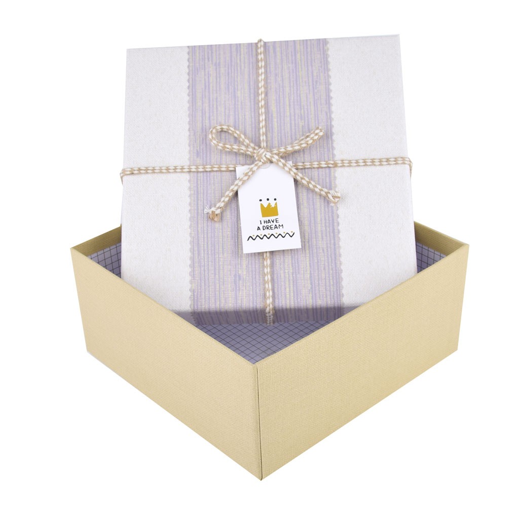 Darčeková krabica LUXURY S 15x15x7 cm, Béžová s mašľou