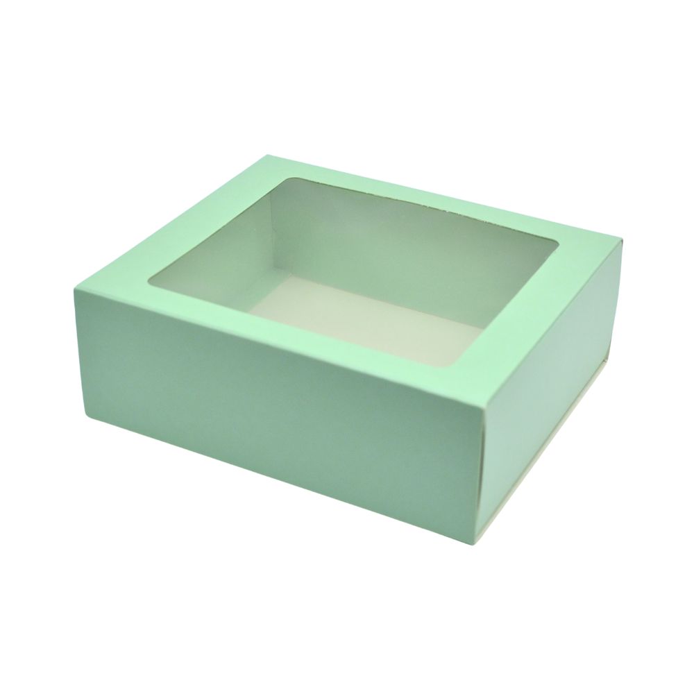 Darčeková krabička s okienkom pastelová mätová 160x135x55 mm