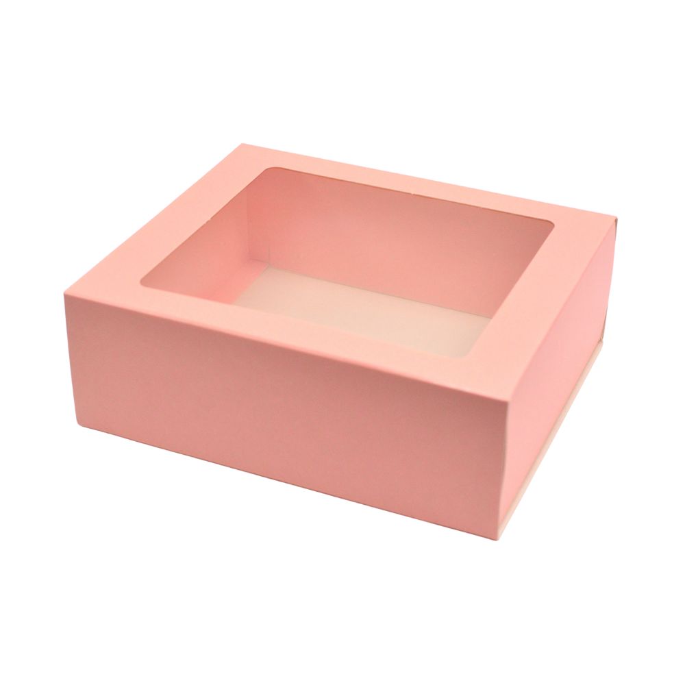 Darčeková krabička s okienkom pastelová ružová 160x135x55 mm