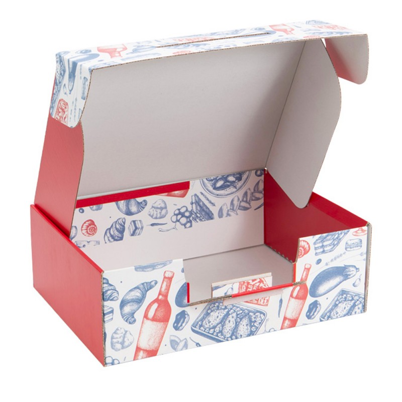 Darčeková krabica - kufrík s rúčkou, motív Dégustez, 25x19x10 cm