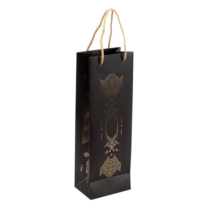 Darčeková taška Golden Black Gatsby na 1 fľašu, 12x8,5x36 cm