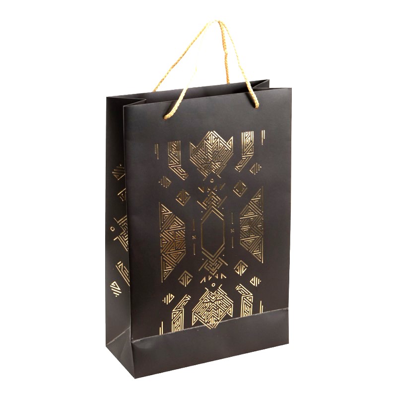 Darčeková taška Golden Black Gatsby na 3 fľaše, 24x10x35 cm