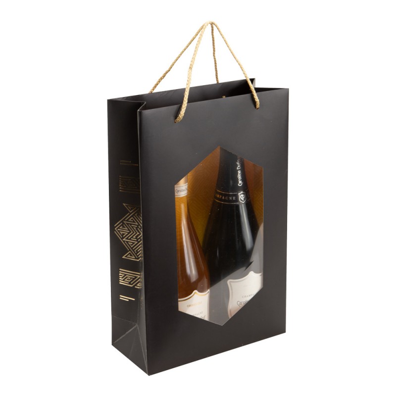 Darčeková taška Golden Black Gatsby na 3 fľaše, 24x10x35 cm