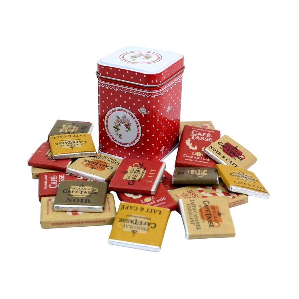 _Darčeková krabička Elegant Red s čokoládkami Cafe Tasse