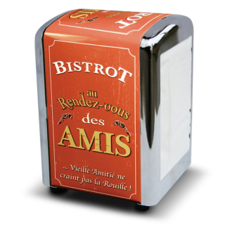 Stojan na servítky 8,5x12 "Bistrot des Amis" 10 x 9 x 14 cm, plech