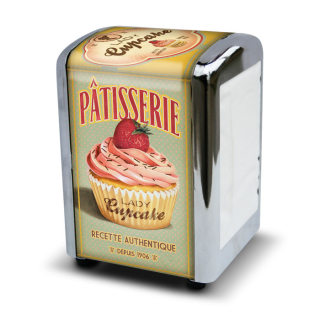 Stojan na servítky "Lady cupcake" 10x9x14 cm, plech