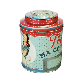 Dóza na čaj "Miss Fifties" 9x11.5 cm, plech