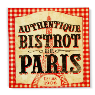 Servítky 20ks "Bistrot de Paris" 33 x 33 cm, papier