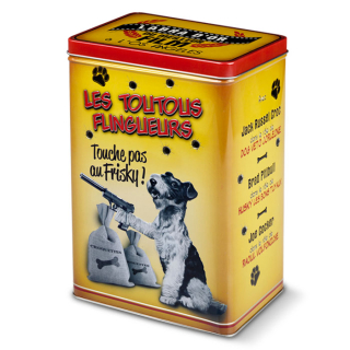 Dóza na sušienky pre psy "Les Toutous flingueurs" 18x13x27 cm, plech