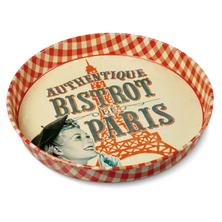 Servírovací podnos okrúhly "Bistrot de Paris" 34x5 cm, plech