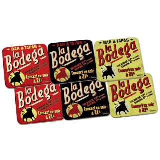 Podšálky štvorcové sada 6 ks "Bodega" 9.5x9.5 cm, korok