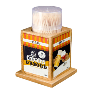 Držiak na špáradlá "Les Copains d' abord" 6x6x8.5 cm, drevo