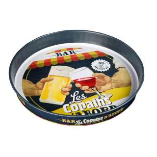 Servírovací podnos okrúhly "Les Copains d' abord" 34x5 cm, plech