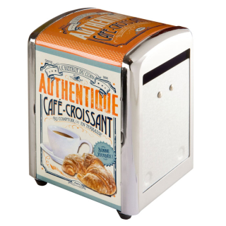 Stojan na servítky "Café croissant" 10x9x14 cm, plech