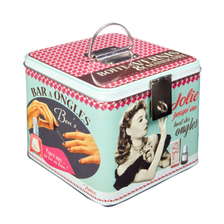 Dóza na laky na nechty "jolie jusqu'au bout des ongles" 15x15x13 cm, plech