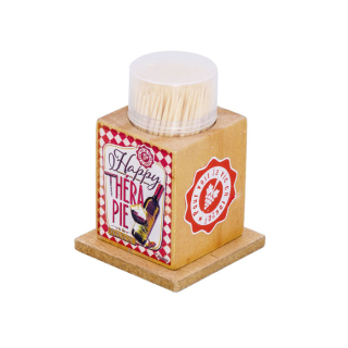Držiak na špáradlá "Happy thérapie vin " 6x6x8.5 cm, drevo