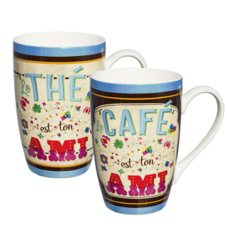 Šálky káva čaj XL sada 2ks "Ton Ami" 8,5x13 cm - 450ml, porcelán