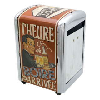 Stojan na servítky "L'heure de boire" 11x9x14 cm, plech