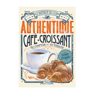 Dekoračná tabuľka L "Café croissant" 30x40 cm, plech