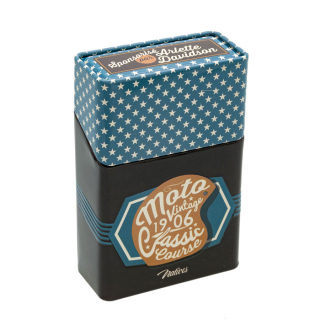Puzdro na cigarety "Moto vintage" L.6,3 XH.9,5 X pr.3cm, plech