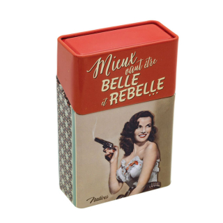 Puzdro na cigarety "Belle et rebelle" L.6,3 XH.9,5 X pr.3cm, plech