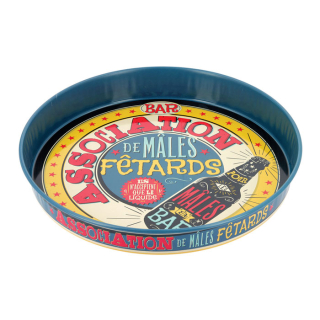 Servírovací podnos okrúhly "Association de mâles fetards" D 34 x H 5 cm, plech