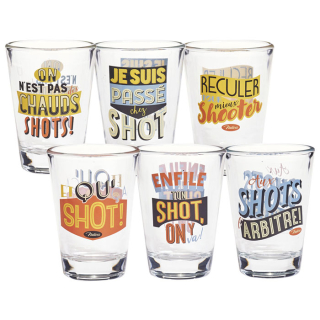 Poháriky shot sada 6ks "Supporters" D 5 x H 6,9 cm - 60ml, sklo