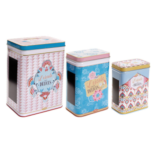 Dózy na potraviny sada 3ks "L'Escale aux Délices" 12,5 x 9 x H17,5 cm / 9,5 x 6,5 xH14,5 c