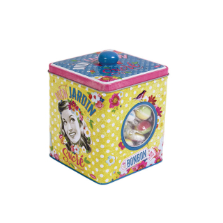 Dóza na cukrovinky "Mon Jardin sucré" 13 x 13 x H. 16.5 cm, plech