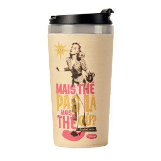 Termo hrnček "Thé pas lá ?" D 8,5 x H 18 cm - 500ml, bambus