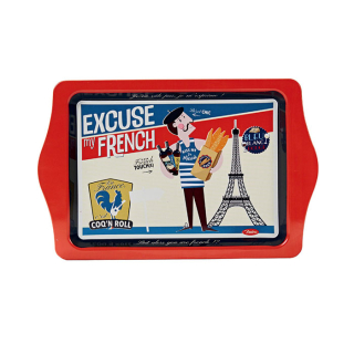 Tácka malá "Excuse my French" 25 x 16 x H. 1,2 cm, plech