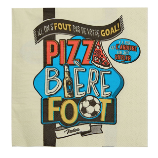 Servítky 20ks "Pizza biére foot" 33 x 33 cm, papier