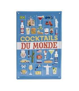Dekoračná tabuľka M ''Cocktails du Monde'' 20 x 30 cm, plech