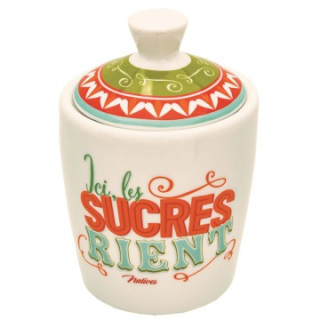 Dóza na cukor "J'peux pas, j'ai p'tit déj" D 8 x H 11 cm, keramika