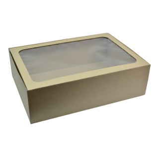 Darčeková krabička s okienkom 330x235x100 hnedá