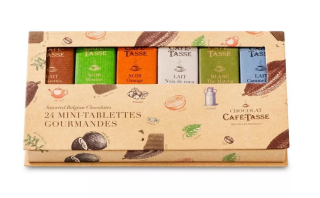 Cafe Tasse Darčeková krabička s 24 ks čokolád (24x9g), Belgicko, 216g