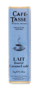 Cafe Tasse Mliečna čokoládová tyčinka s praliné so slaným karamelom, Belgicko, 45g