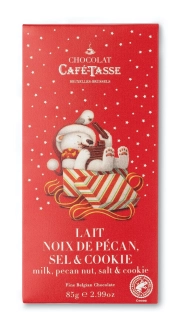 Cafe Tasse Mliečna čokoláda s pekanovým orechom, soľou a sušienkami, 85g