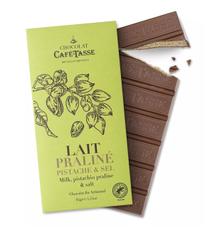 Cafe Tasse Prémiová mliečna čokoláda s pistáciovým praliné a morskou soľou, Belgicko, 95g