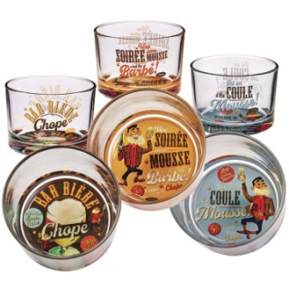 Koktejlové poháriky sada 3ks "Bar biére chope" D 8 x H 6 cm - 150ml, sklo