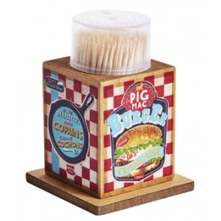 Stojan na špáradlá "Pig Mac" 6 x 6 x H 8,5 cm, drevo